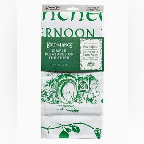 Weta Workshop Tea Towel - Simple Pleasures of The Shire Lord Of The Rings NWT - Picture 1 of 14